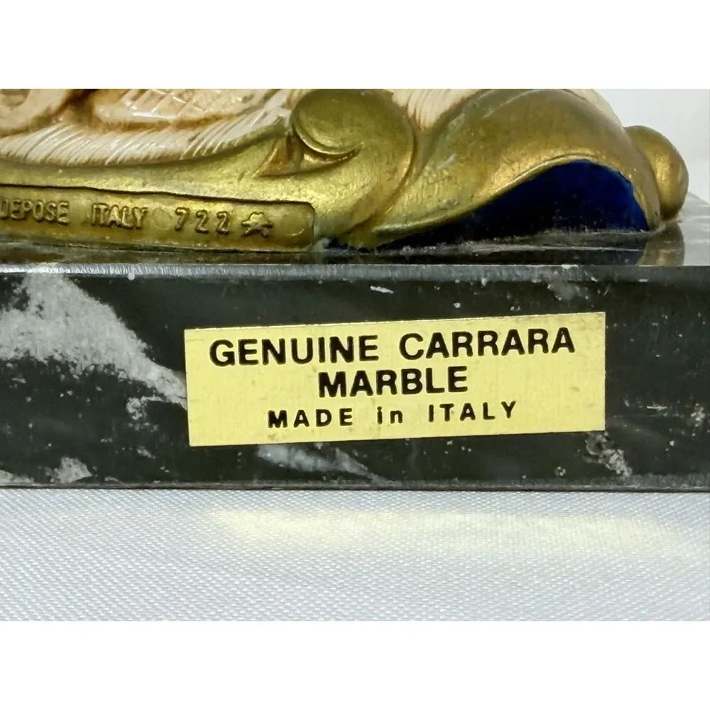 VTG Fontanini Depose Italy Carrara Marble Simonelli Boy with Fish 7